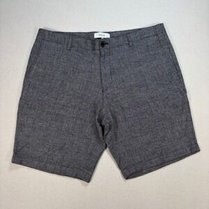 Reiss Walford Shorts Men's  34 (35x9) Gray Linen Wool Textured Micro Houndstooth